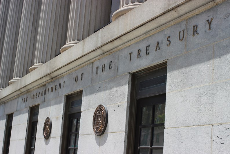 United States department of the treasury building in Washington D.C. 