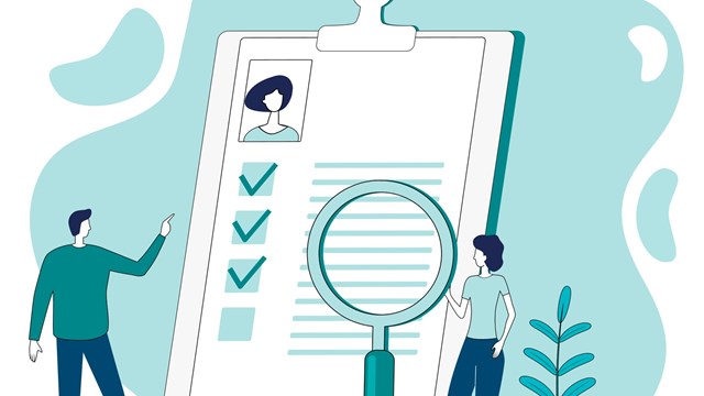People pick up jobs.Resume review, recruitment, employee search, HR, headhunting.Flat abstract vector illustration.